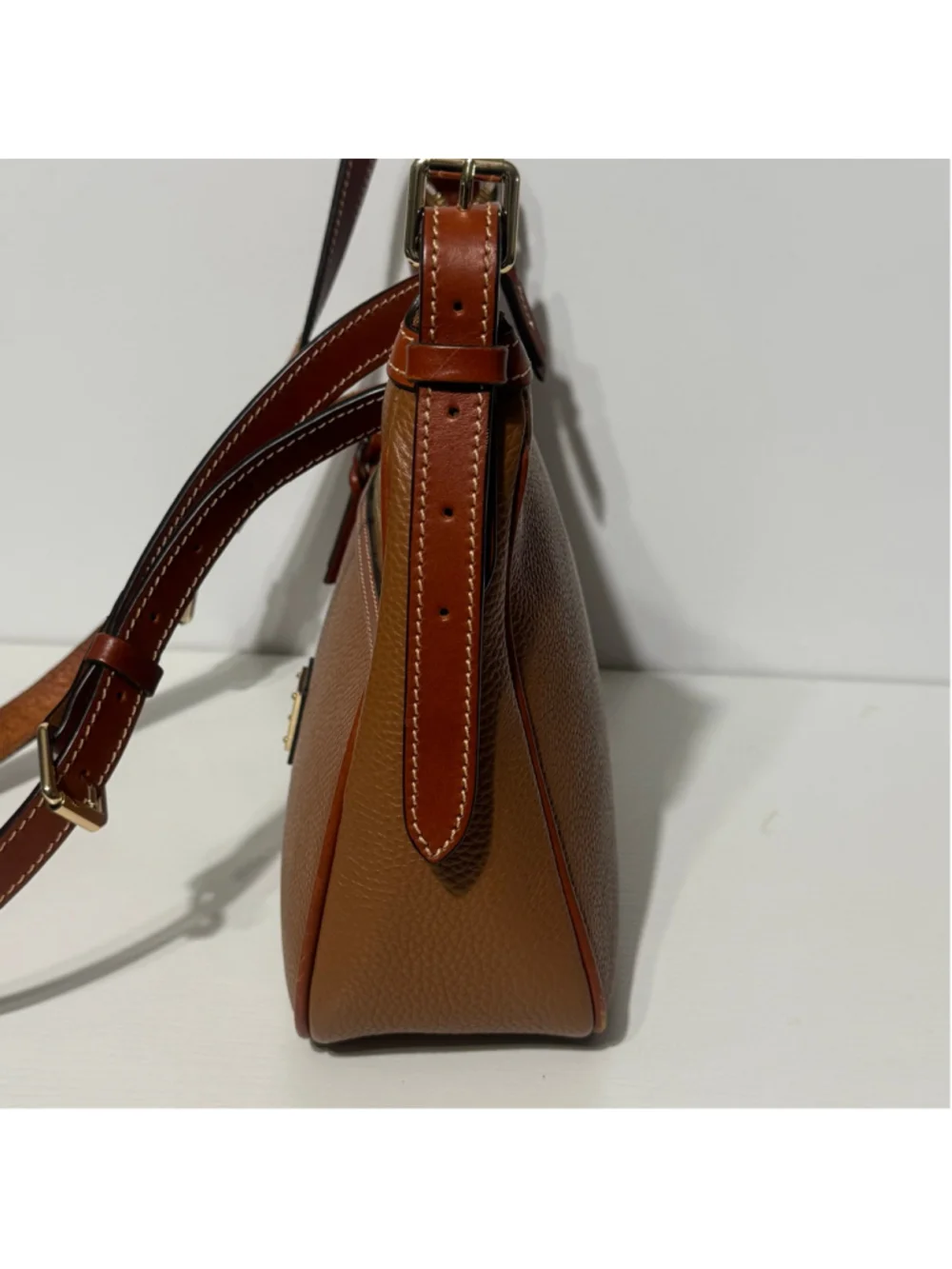 Dooney & Bourke 1975 Pebbled Leather Crossbody Shoulder Bag Brown Red